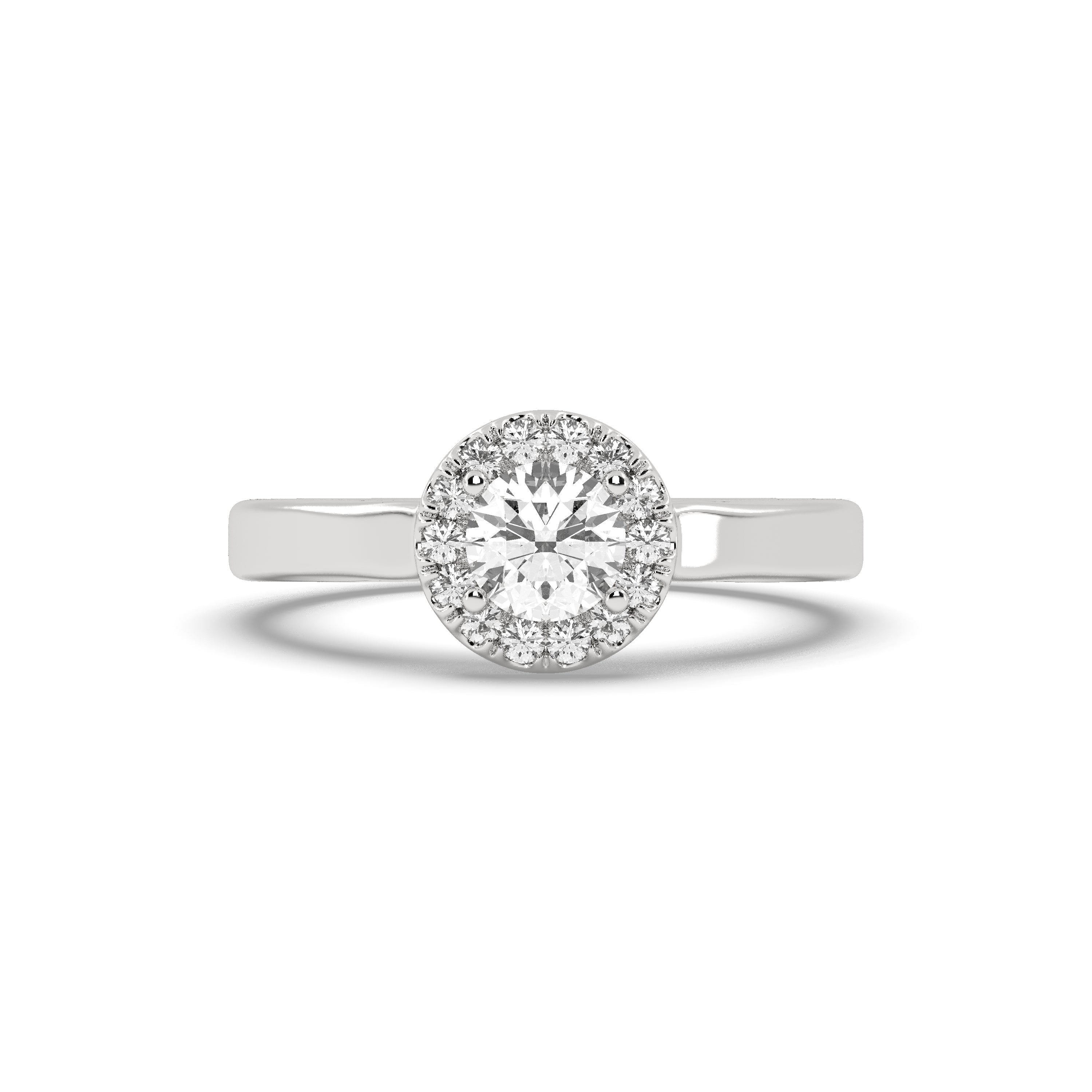 White Gold Studded 0.82 Carat Lab Grown Diamond Ring-F Color VS1 Clarity.